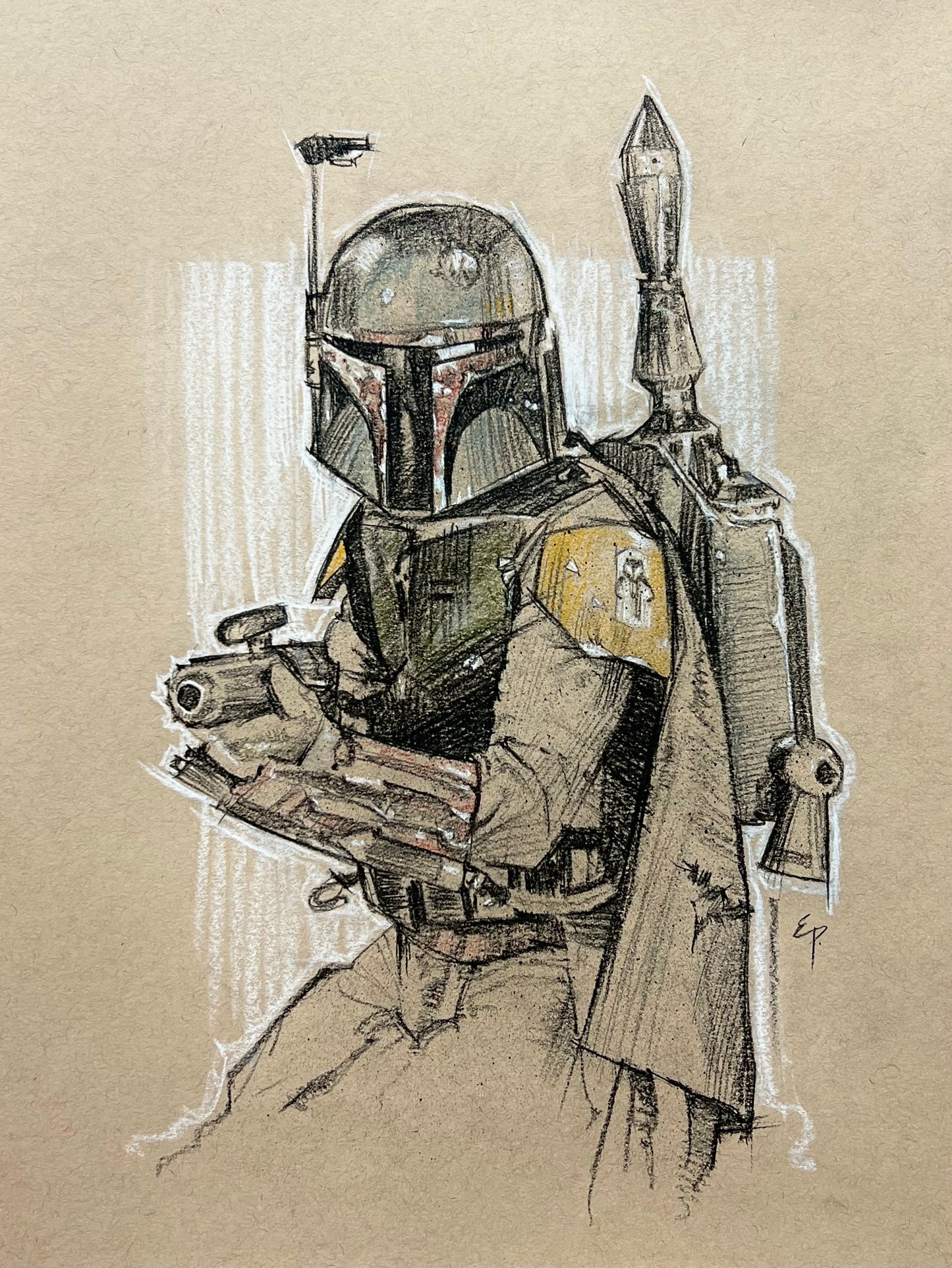 Boba Fett Portrait Original Sketch