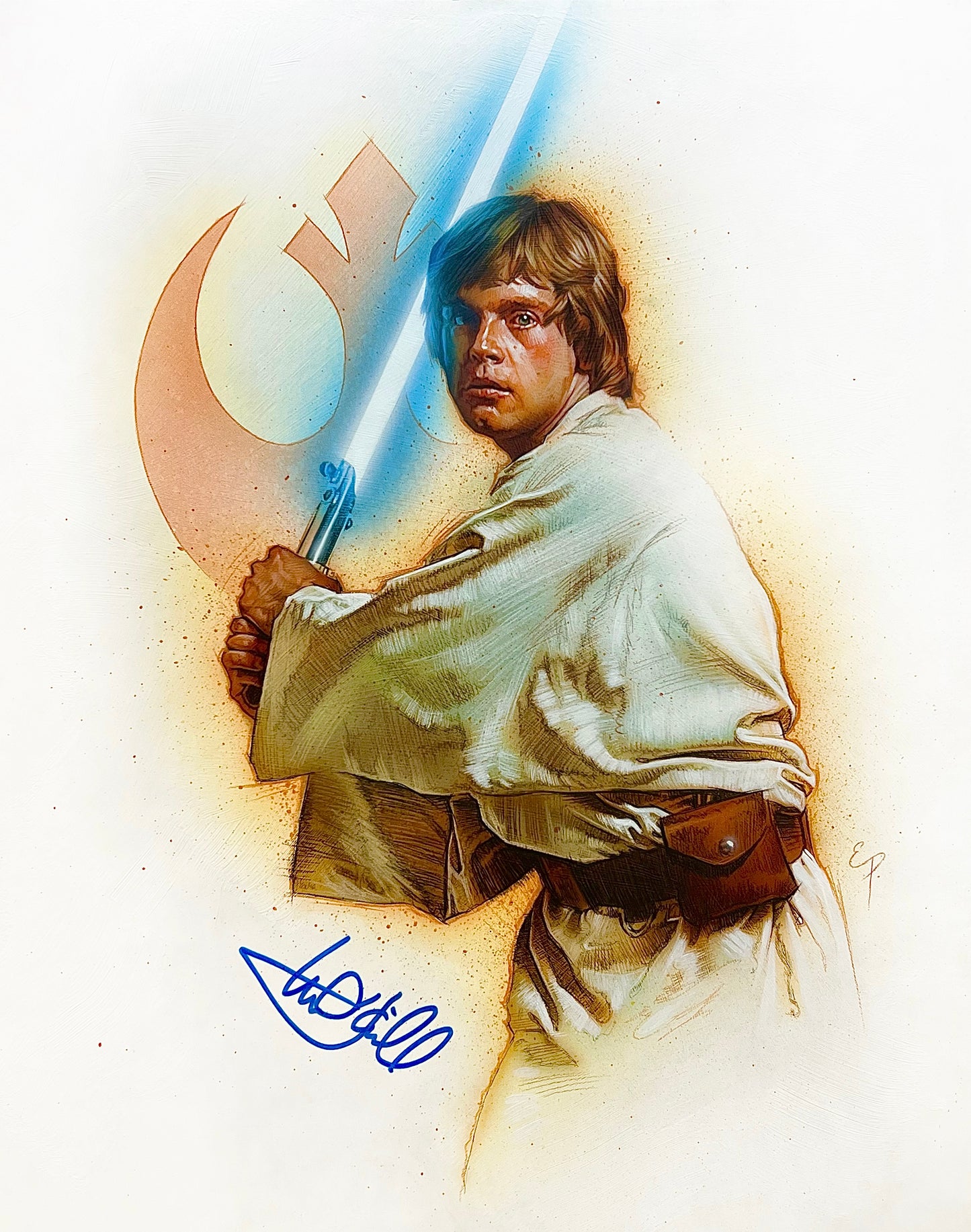 Luke Skywalker Original Painting with authentic Mark Hamill autograph (Star Wars)