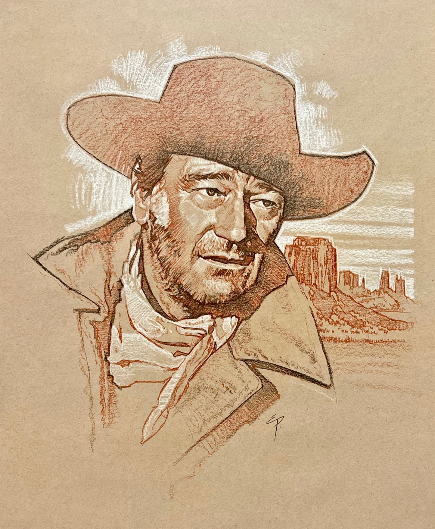 "The Searchers" John Wayne Original Sketch