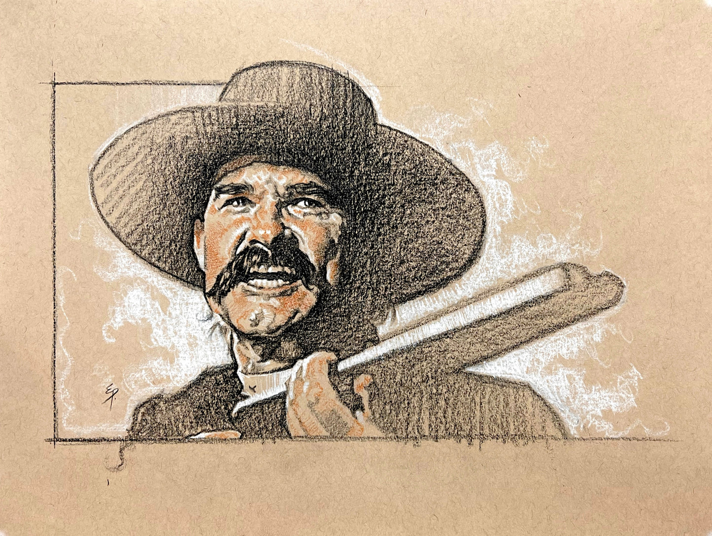 Wyatt Earp (Tombstone 1993) Portrait Original Sketch