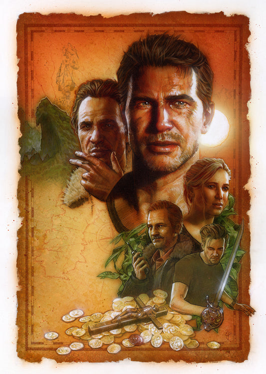 Uncharted 4: A Thief's End (2016) Poster Original Painting